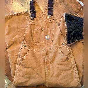 Carhartt Tan Insulated Overalls Bibs
